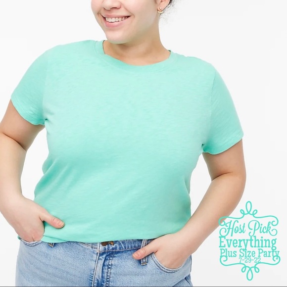J. CREW Girlfriend Tee Crewneck Neon Agua Short Sleeve T-Shirt - Picture 3 of 13